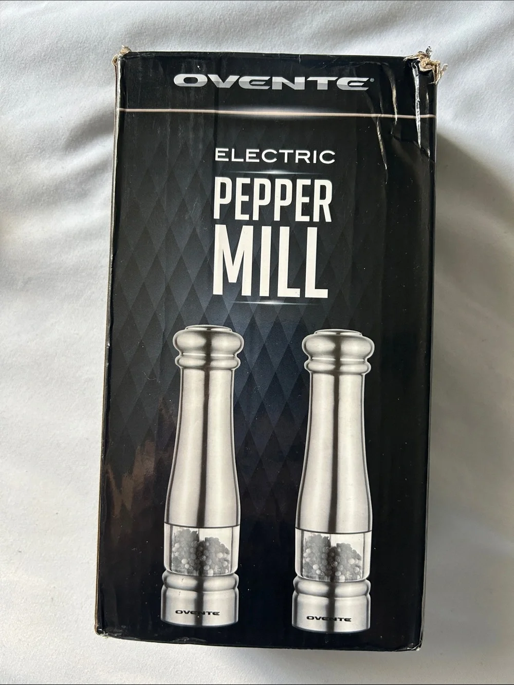 Ovente Electric Salt and Pepper Set with Premium Stainless Steel/Ceramic Blades,
